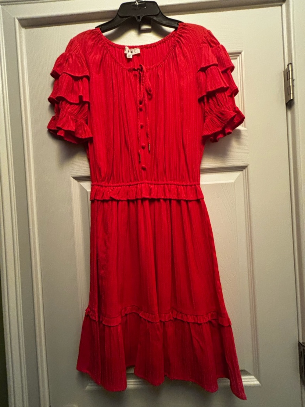 THML coral linen gauze flounce skirt dress XS EUC 36” long. Worn once.